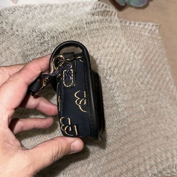 Dooney & Bourke Small Black Gold Canvas DB Logo Wallet Wristlet - Picture 5 of 9